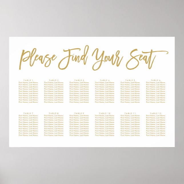 Chic Hand Lettered Sittdiagram Guld Poster (Framsidan)