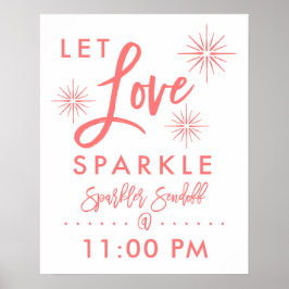 Chic Hand Lettered Sparkler Sendoff-tecken | Koral Poster
