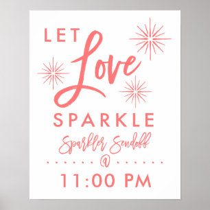 Chic Hand Lettered Sparkler Sendoff-tecken Koral Poster