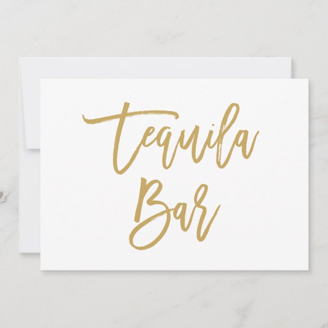 Chic Hand Lettered Tequila Pub Guld Inbjudningar (Framsida)