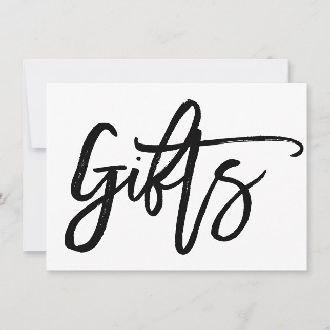 Chic Hand Lettered Wedding Gifts Sign Inbjudningar (Framsida)