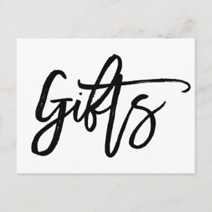 Chic Hand Lettered Wedding Gifts Sign Vykort
