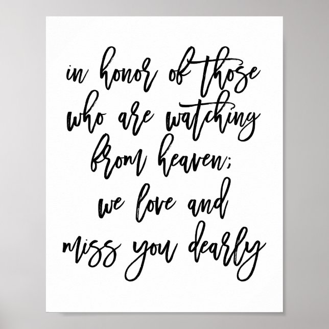 Chic Hand Lettered Wedding Missing Loved Ones Poster (Framsidan)