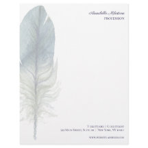 Chic Hand plockade blå grått vattenfärgfjäder V3