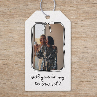 Chic Hand plockade Bow Bridesmaid Frieri Photo Presentetikett
