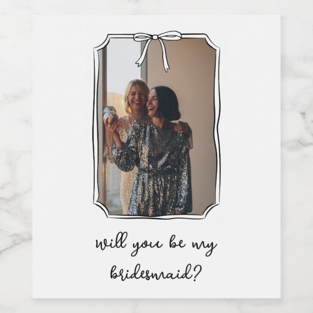 Chic Hand plockade Bow Bridesmaid Frieri Photo Vinflaska Etikett (Singel etikett)