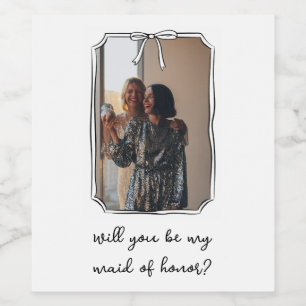Chic Hand plockade Bow Maid of honor Frieri foto Vinflaska Etikett