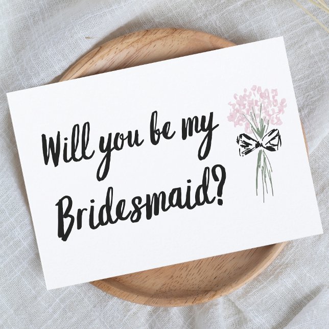 Chic Hand plockade kommer du att bli min Bridesmai Kort (Sweet and charming card featuring a delicate bouquet design, perfect for your bridesmaid proposal.)
