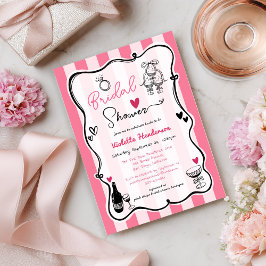 Chic Hand plockade Rosa Rand Möhippa Inbjudningar