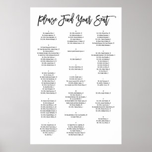 Chic Hand-tecken med alfabetiskt placeringsschema Poster