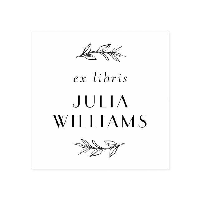 Chic Handdragna botaniska Löv Ex Libris Namn Stämpel (Tryck)