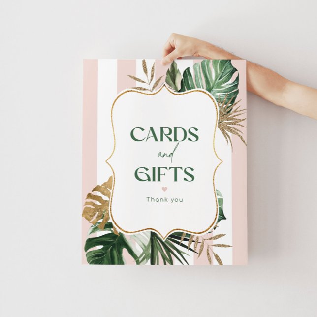 Chic handflatan rosa rand möhippa-kort och gåvor poster (Skapare uppladdad)