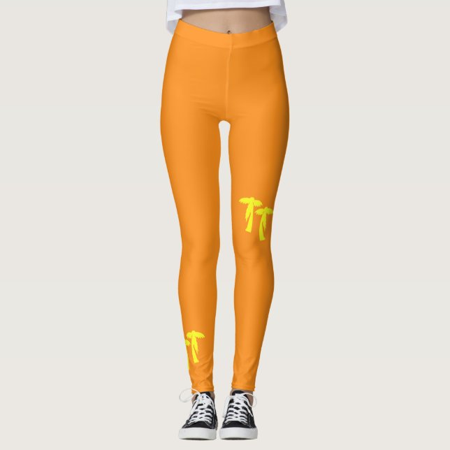Chic Handflatan Träd - Orange och Gult Leggings (Framsida)