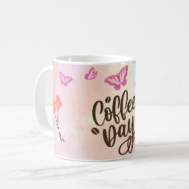 Chic Handletted Coffee Design Modern Boho ’Café’ Kaffemugg