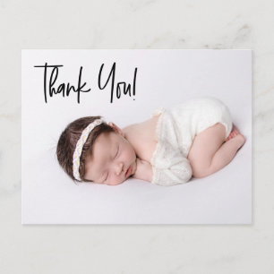 Chic Handlettering av Flicka Photo Birth Tack Vykort