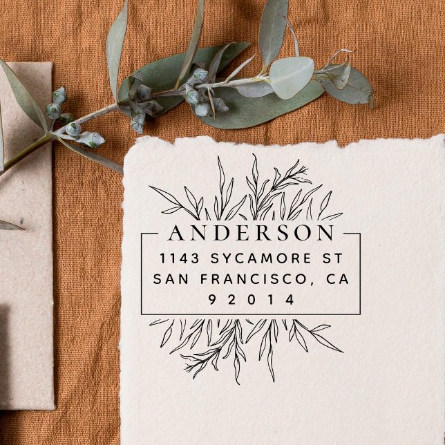 Chic Handritad Returadress Namnen Löv Stämpel (Skapare uppladdad)