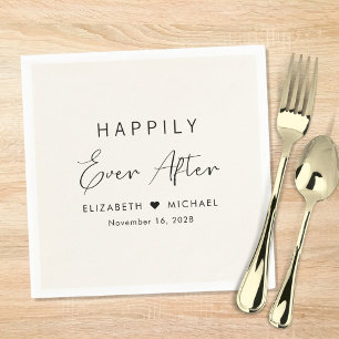 Chic Happily Ever After Kräm Bröllop Pappersservett