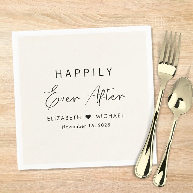 Chic Happily Ever After Kräm Bröllop Pappersservett (Skapare uppladdad)