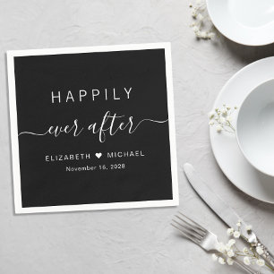 Chic Happily Ever After Svart Bröllop Pappersservett