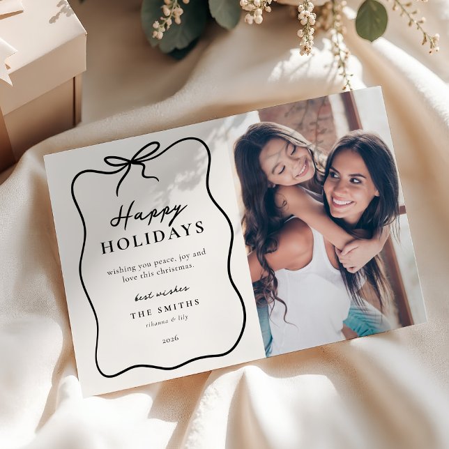 Chic Happy Holidays Photo Julkort (Skapare uppladdad)