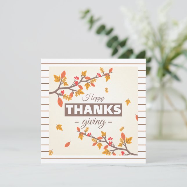 Chic Happy thanksgiving med Träd och löv faller Inbjudningar (Stående Fram)