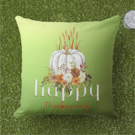 Chic Happy thanksgiving Pumpkin Fall Blommigt Grön Kudde
