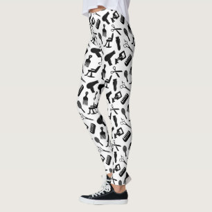 Chic hårstylistmönster leggings