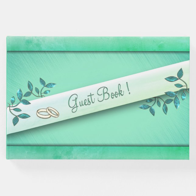 Chic havsgrön med ringar gästbok (Framsida)