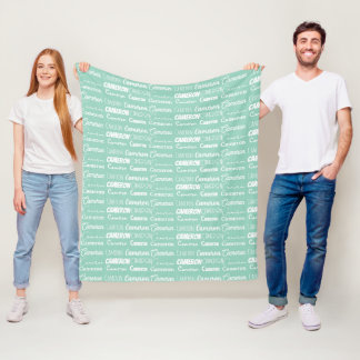 Chic havsgrön personlig namncollage fleecefilt
