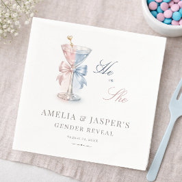 Chic He Or She Martini Tema Köns Avslöjande Fest Pappersservett