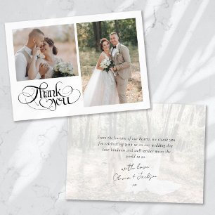 Chic Heart Calligraphy Bröllop Tack Kort
