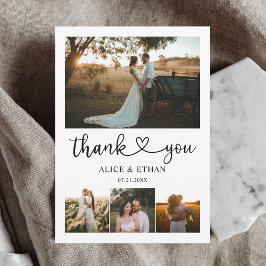 Chic Heart Calligraphy Photo Bröllop Tack Kort