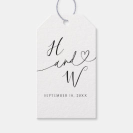 Chic Heart Initials Bröllopsgavetiketter Favor Eti Presentetikett