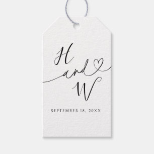 Chic Heart Initials Bröllopsgavetiketter Favor Eti Presentetikett