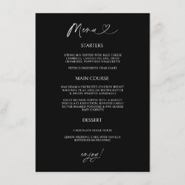 Chic Heart Meny Kort Minimal Mottagning Middag