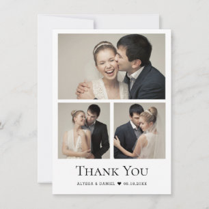 Chic Heart Modern Bröllop Photo Collage Tack Kort