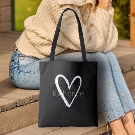 Chic Heart Personlig Black Tygkasse