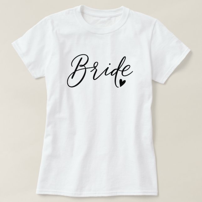 Chic Heart Script Brud T Shirt (Design framsida)