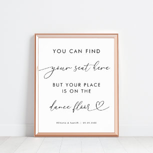 Chic Heart-skript Funny Dance Golv Bröllop-tecken Poster