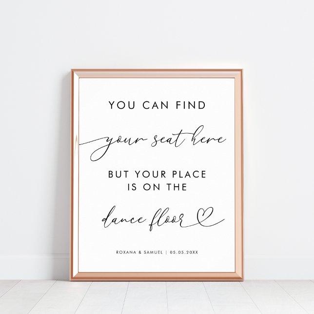 Chic Heart-skript Funny Dance Golv Bröllop-tecken Poster (Skapare uppladdad)