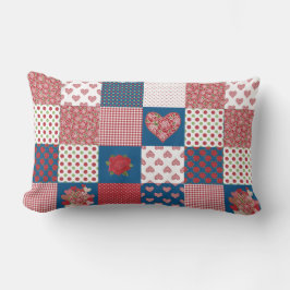 Chic Hearts and Ro Faux Patchwork Lumbar Pillow Lumbarkudde