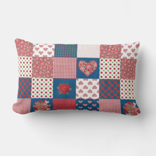 Chic Hearts and Ro Faux Patchwork Lumbar Pillow Lumbarkudde