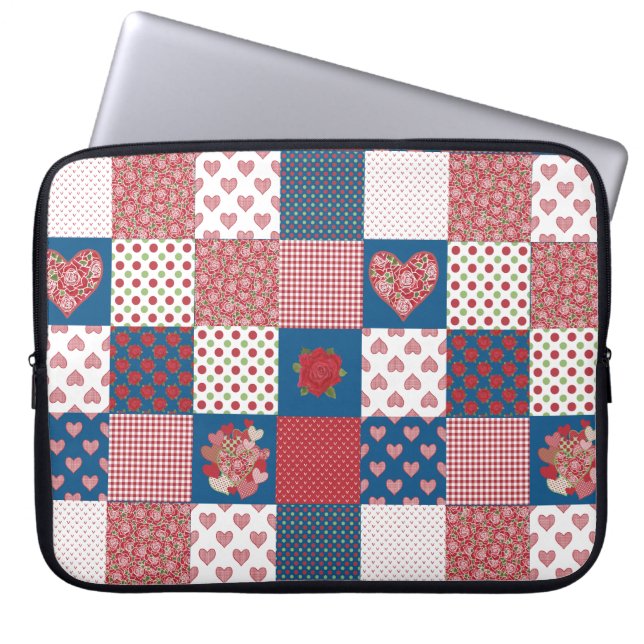 Chic Hearts och Ro Faux Patchwork Laptop sleeve (Framsidan)
