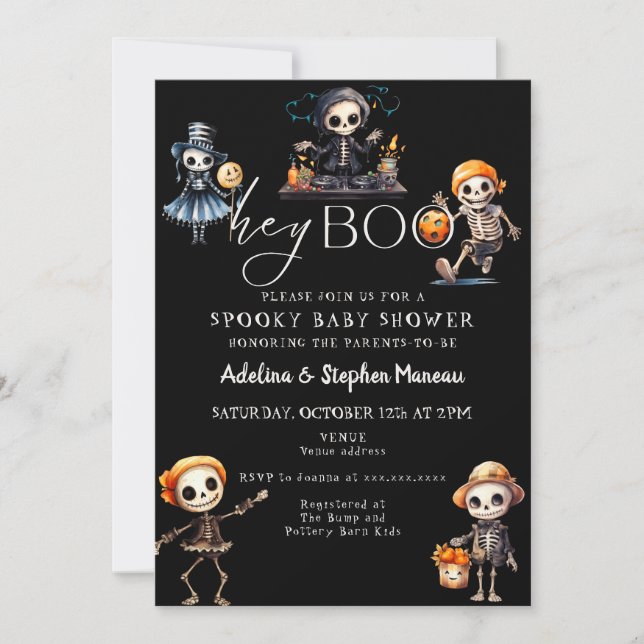 Chic Hej Boo Halloween Spooky Costume Baby Shower Inbjudningar (Framsida)