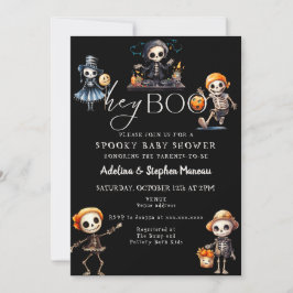 Chic Hej Boo Halloween Spooky Costume Baby Shower Inbjudningar