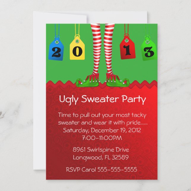 Chic Helgdag/jul Ugly Sweater Party Inbjudningar (Framsida)