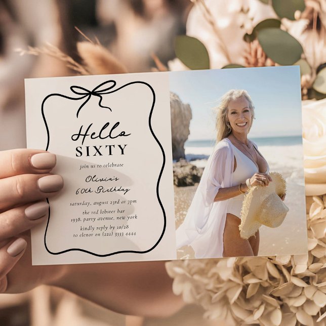 Chic Hello Sixty' Foto 60-års födelsedagsfest Inbjudningar (Skapare uppladdad)