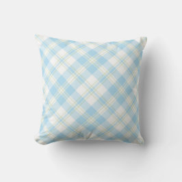 Chic Himlar Blue, Grönt och White Check Mönster Kudde