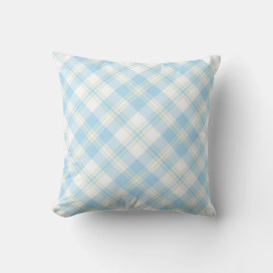 Chic Himlar Blue, Grönt och White Check Mönster Kudde