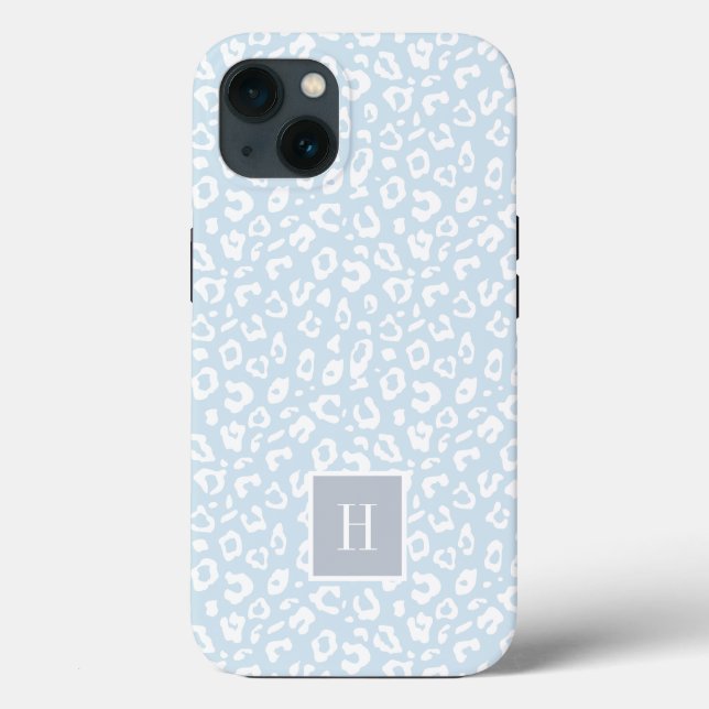 Chic Himlar Blue Leopard Skriv ut Monogram (Baksida)